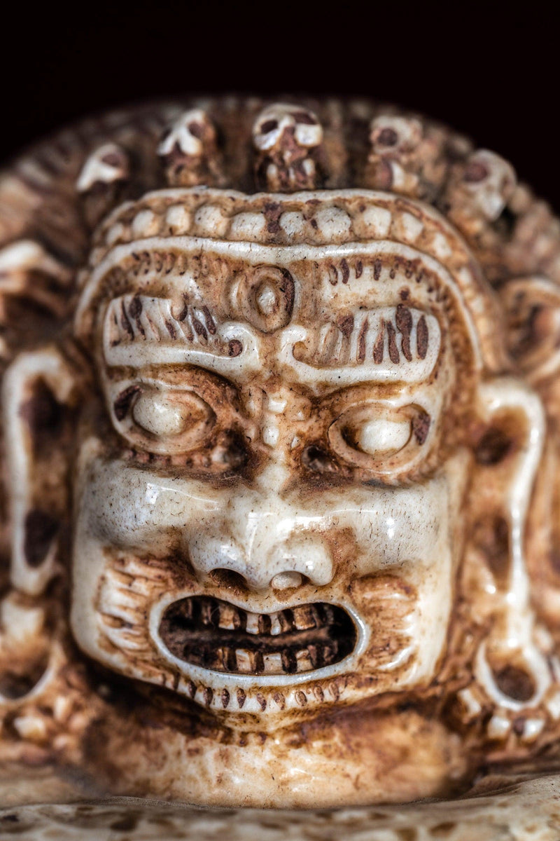 Bone carving Bhairav statue for altar and rituals