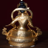 Vajrasattva holds the Vajra in his hand and seated on lotus. This is gold plated small size statue of Buddhist deity