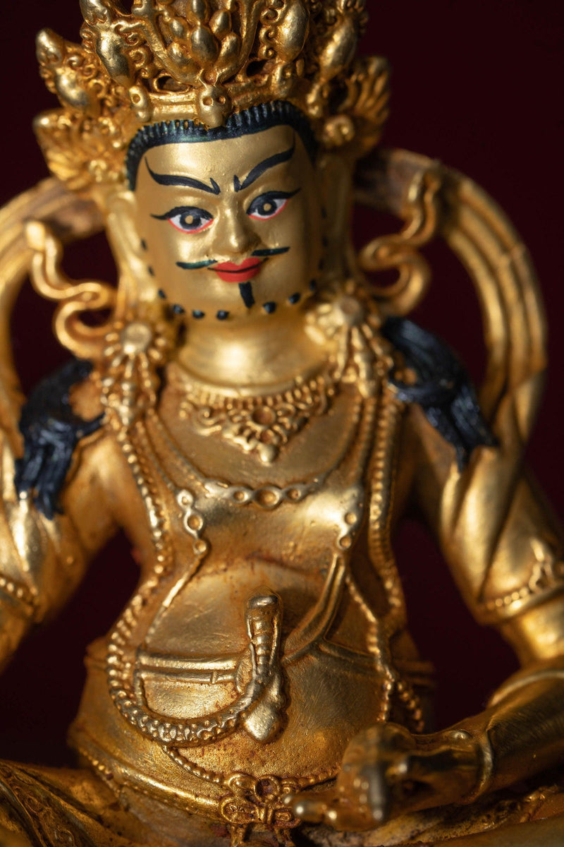 Small size gold plated zambala statue - god of wealth and fortune