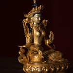 White tara gold plated buddha statue for altar space