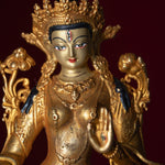 White tara gold plated buddha statue for altar space