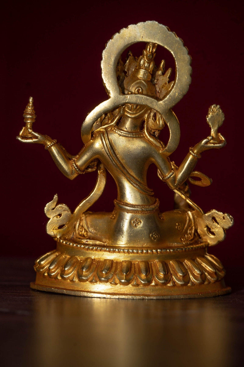 Maha laxmi gold plated handmade statue of god of wealth and fortune- metal crafts