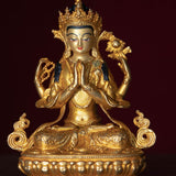 Chengresi statue gold plated small size for meditation and altar space