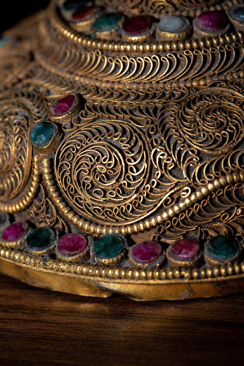 Maha laxmi gold plated handmade statue of god of wealth and fortune- metal crafts