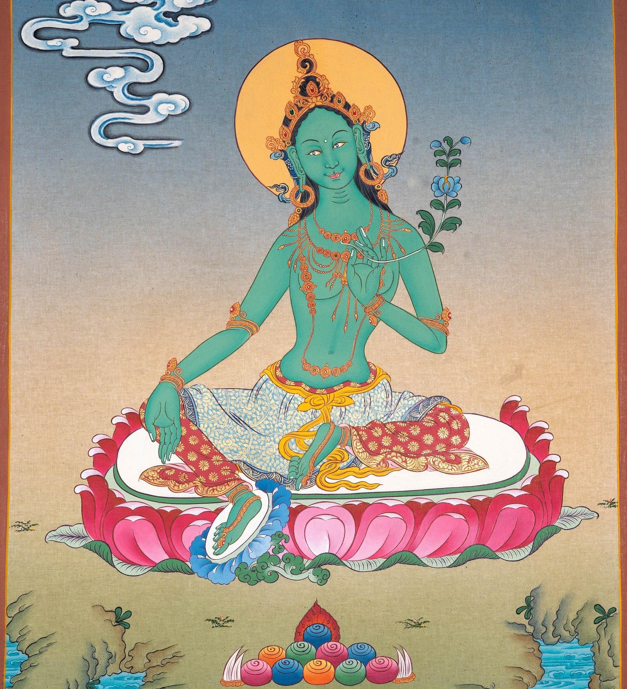 High Quality Green Tara Thangka Painting