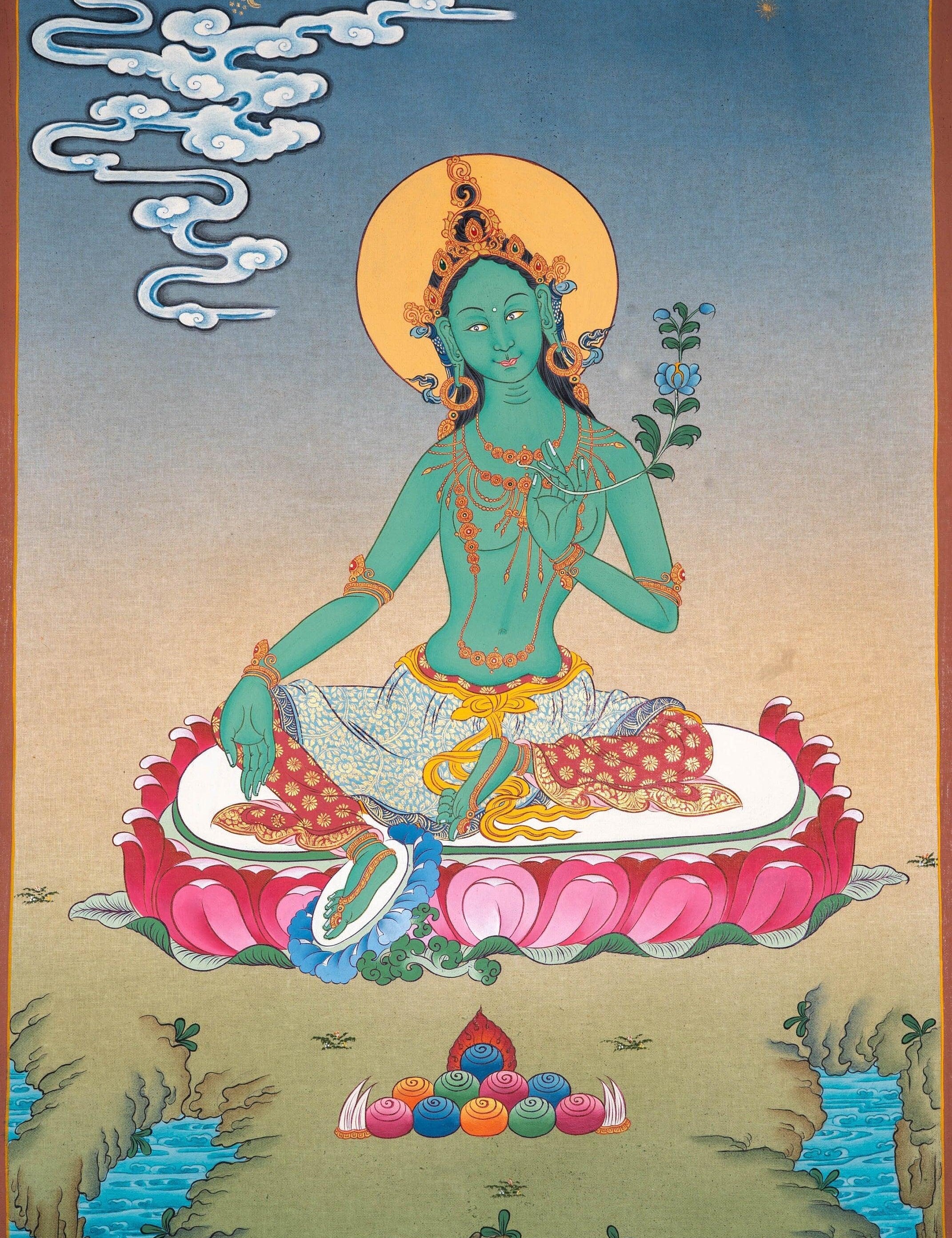 High Quality Green Tara Thangka Painting