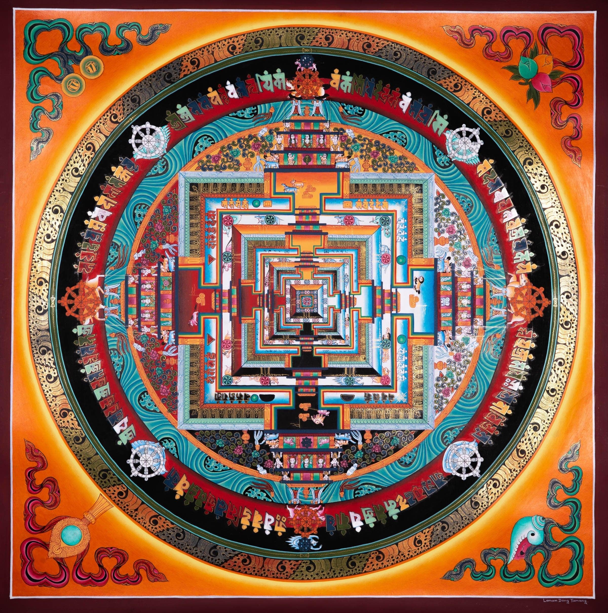 Cotton Canvas Kalachakra Mandala Thangka For Meditational Practice and Spiritual Gifts