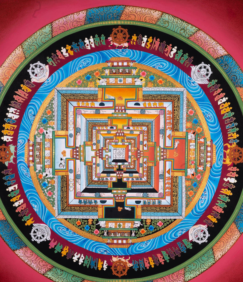 Lotus Kalchakra Mandala Thangka Painting