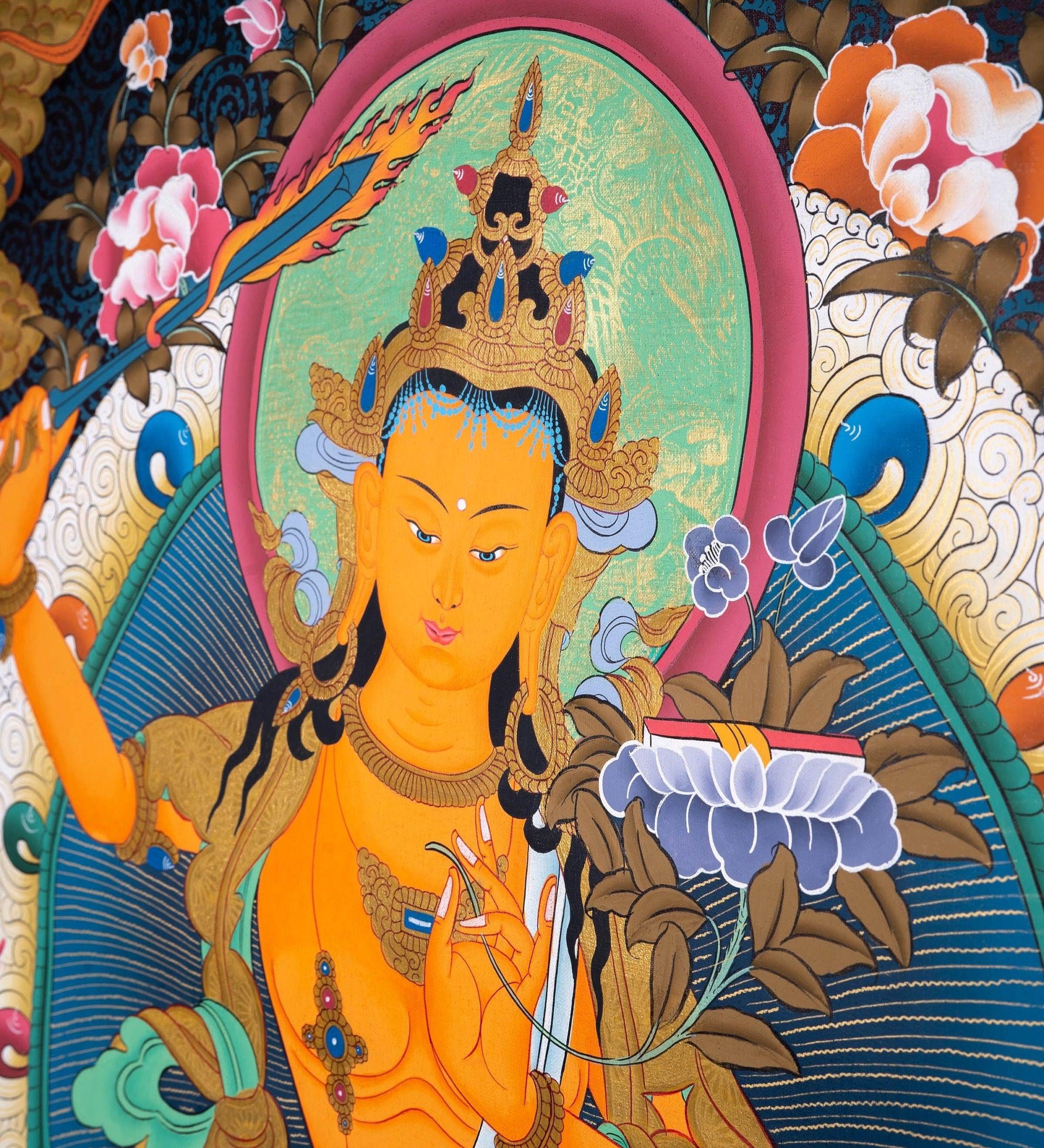 Manjushri Thangka Painting For home decor and and Wall hanging 