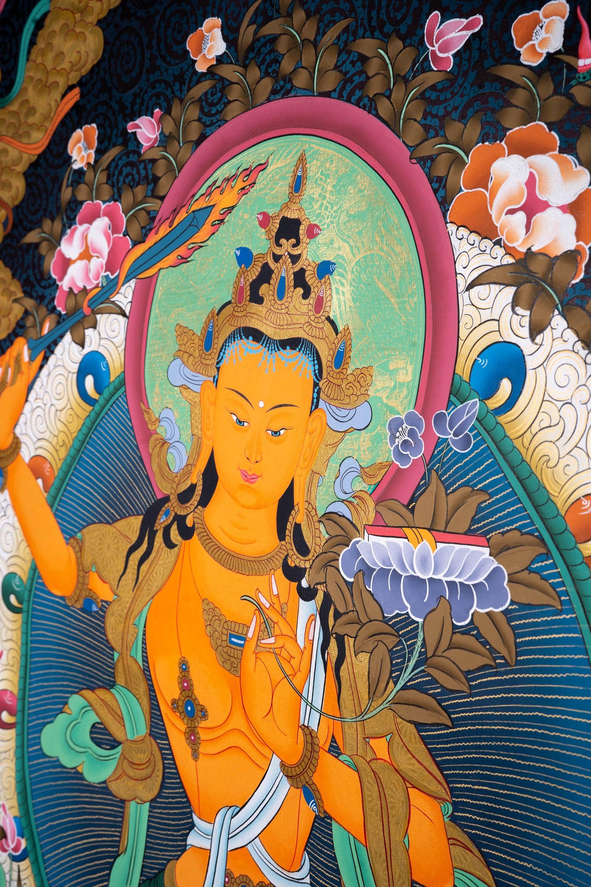 Manjushri Thangka Painting For home decor and and Wall hanging 