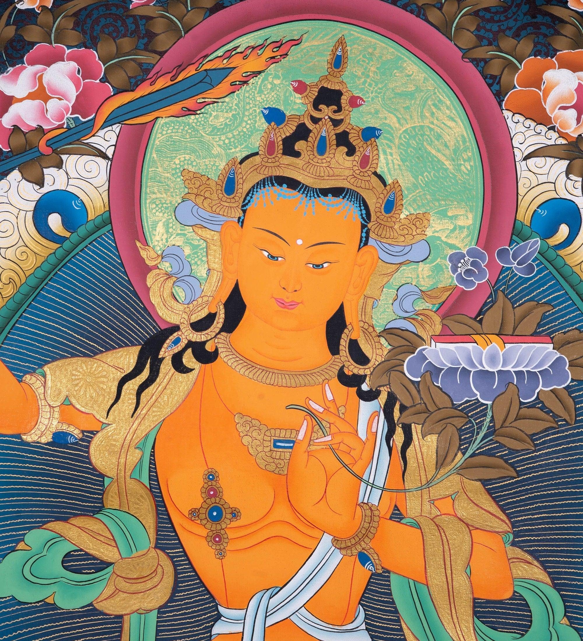 Manjushri Thangka Painting For home decor and and Wall hanging 