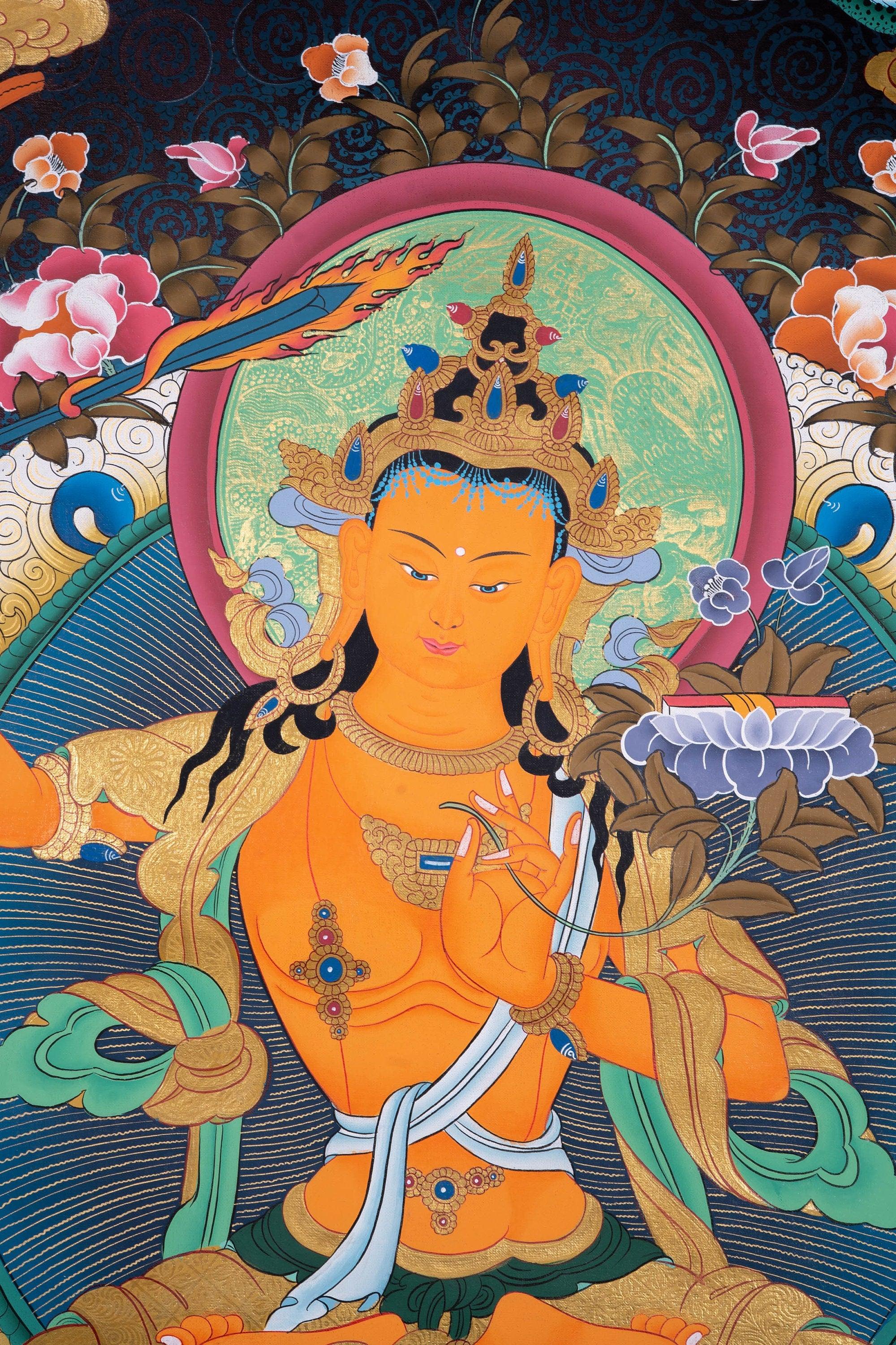 Manjushri Thangka Painting For home decor and and Wall hanging 