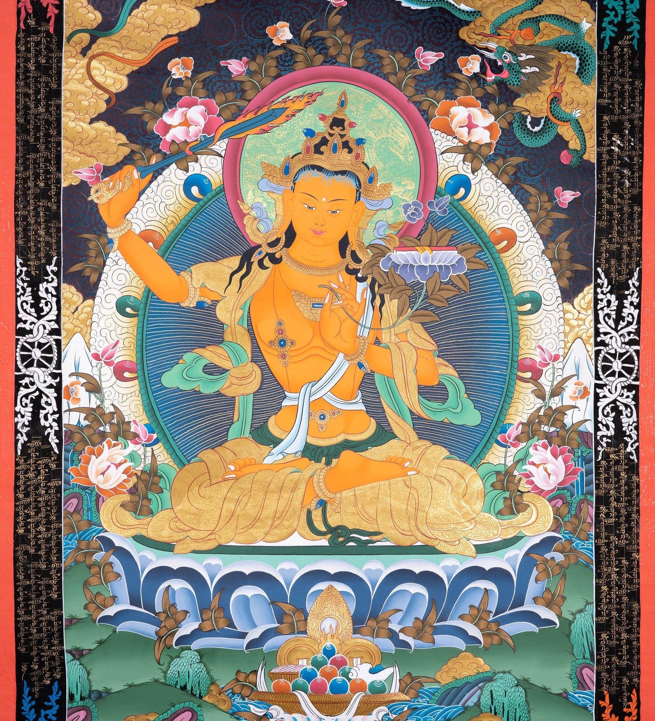 Manjushri Thangka Painting For home decor and and Wall hanging 