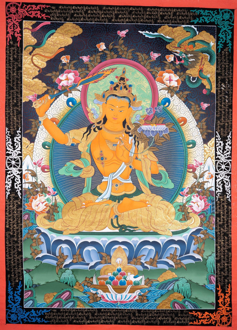 Manjushri Thangka Painting For home decor and and Wall hanging 