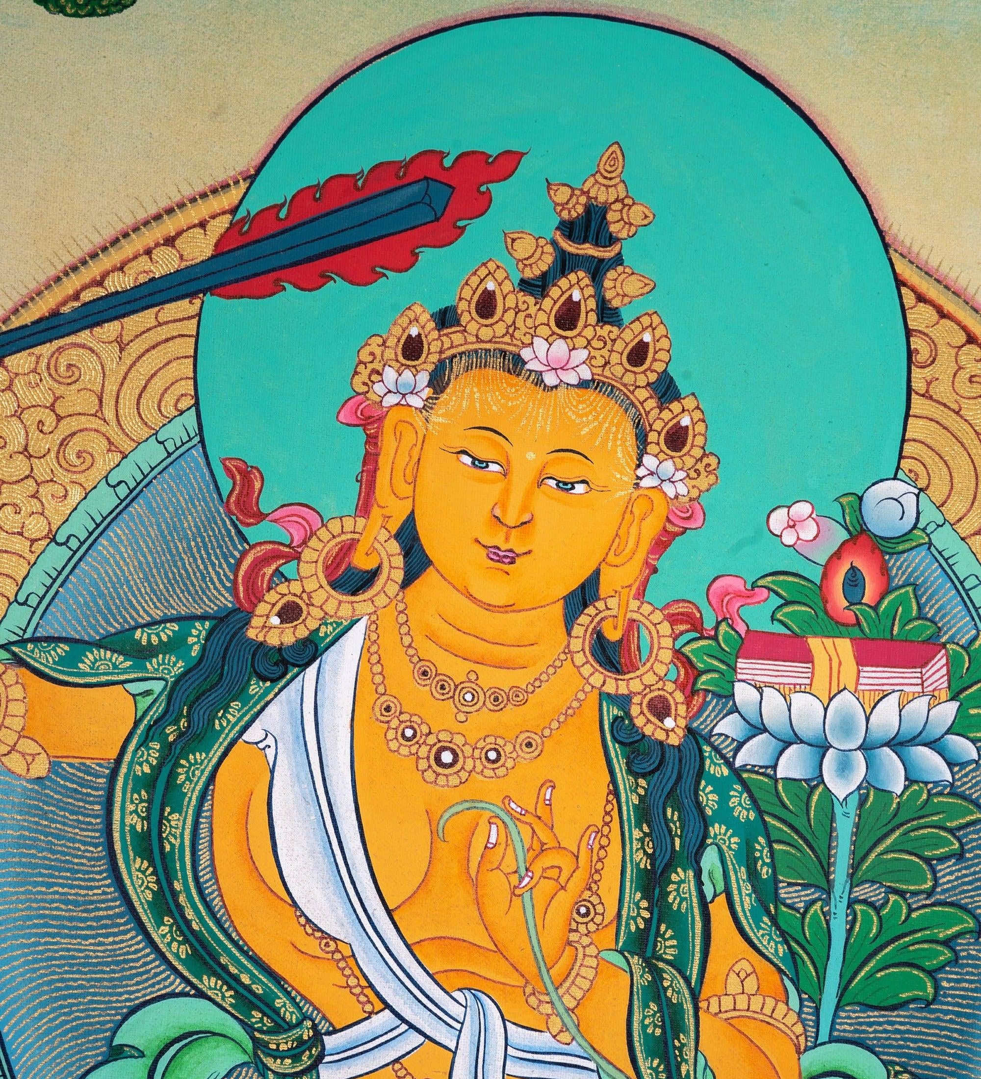 Genuine Hand Art Manjushri Thangka For Meditational Practice and Spiritual Gifts