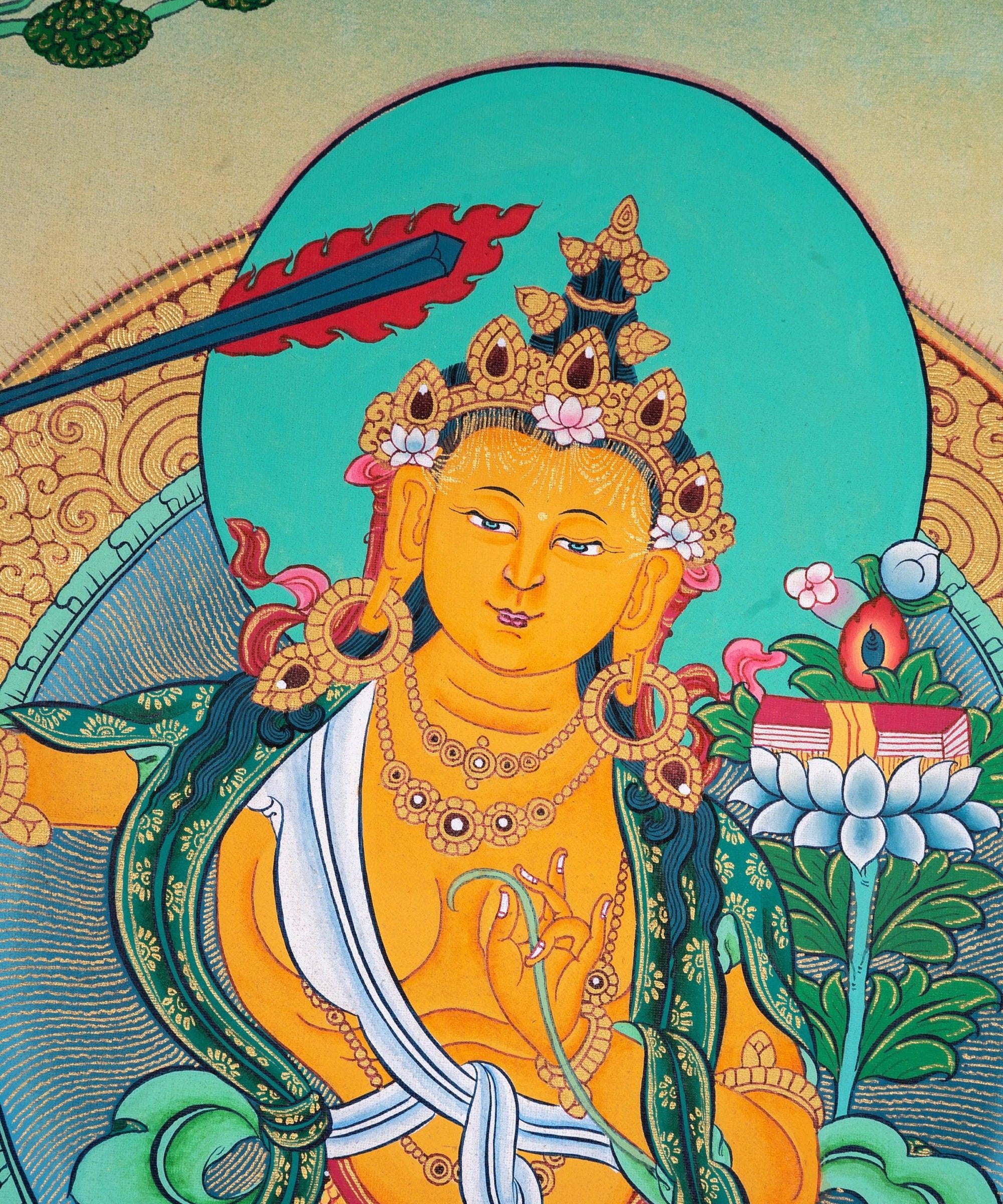 Genuine Hand Art Manjushri Thangka For Meditational Practice and Spiritual Gifts