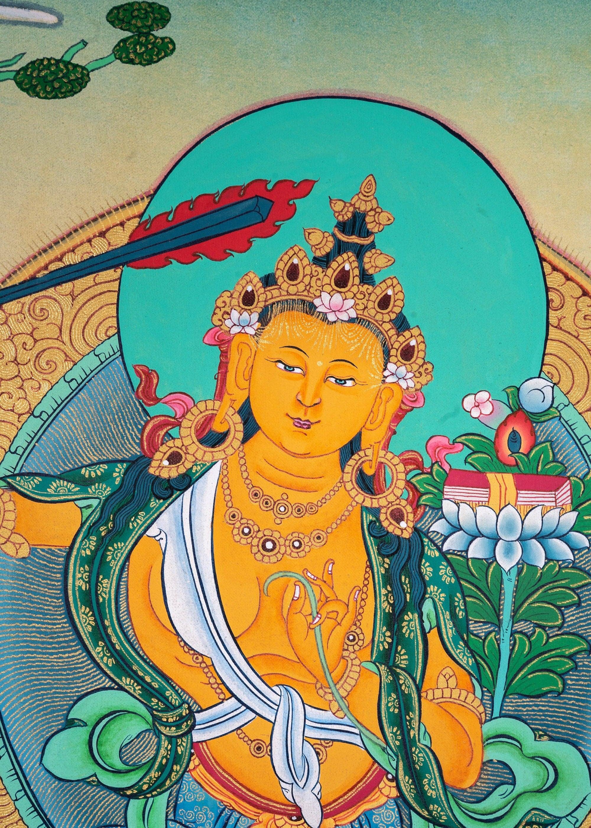 Genuine Hand Art Manjushri Thangka For Meditational Practice and Spiritual Gifts