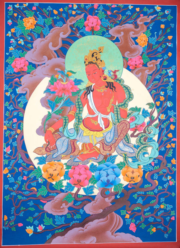 Red Tara Thangka Hand Painting For Meditational Practice and Spiritual Gifts