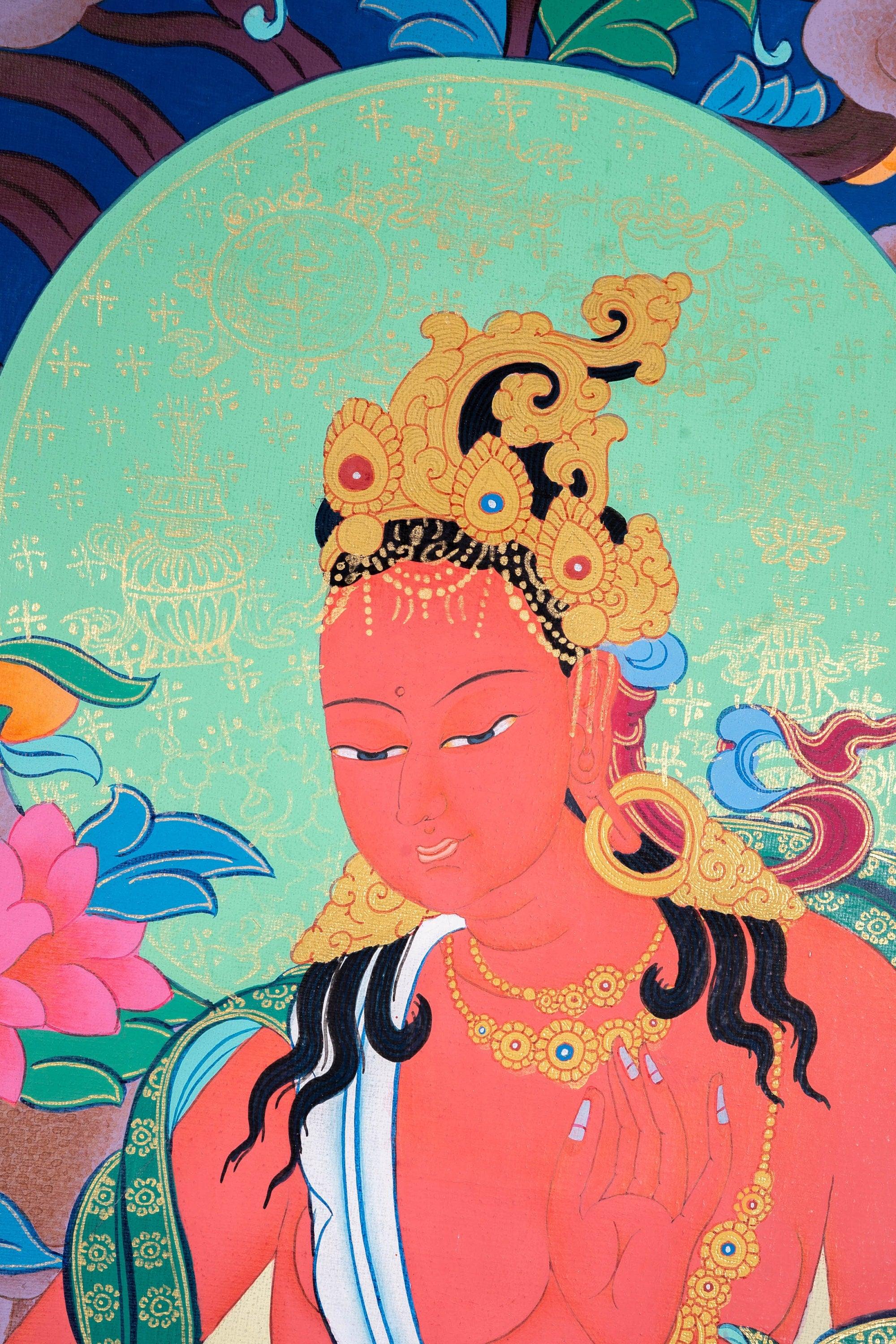 Red Tara Thangka Hand Painting For Meditational Practice and Spiritual Gifts