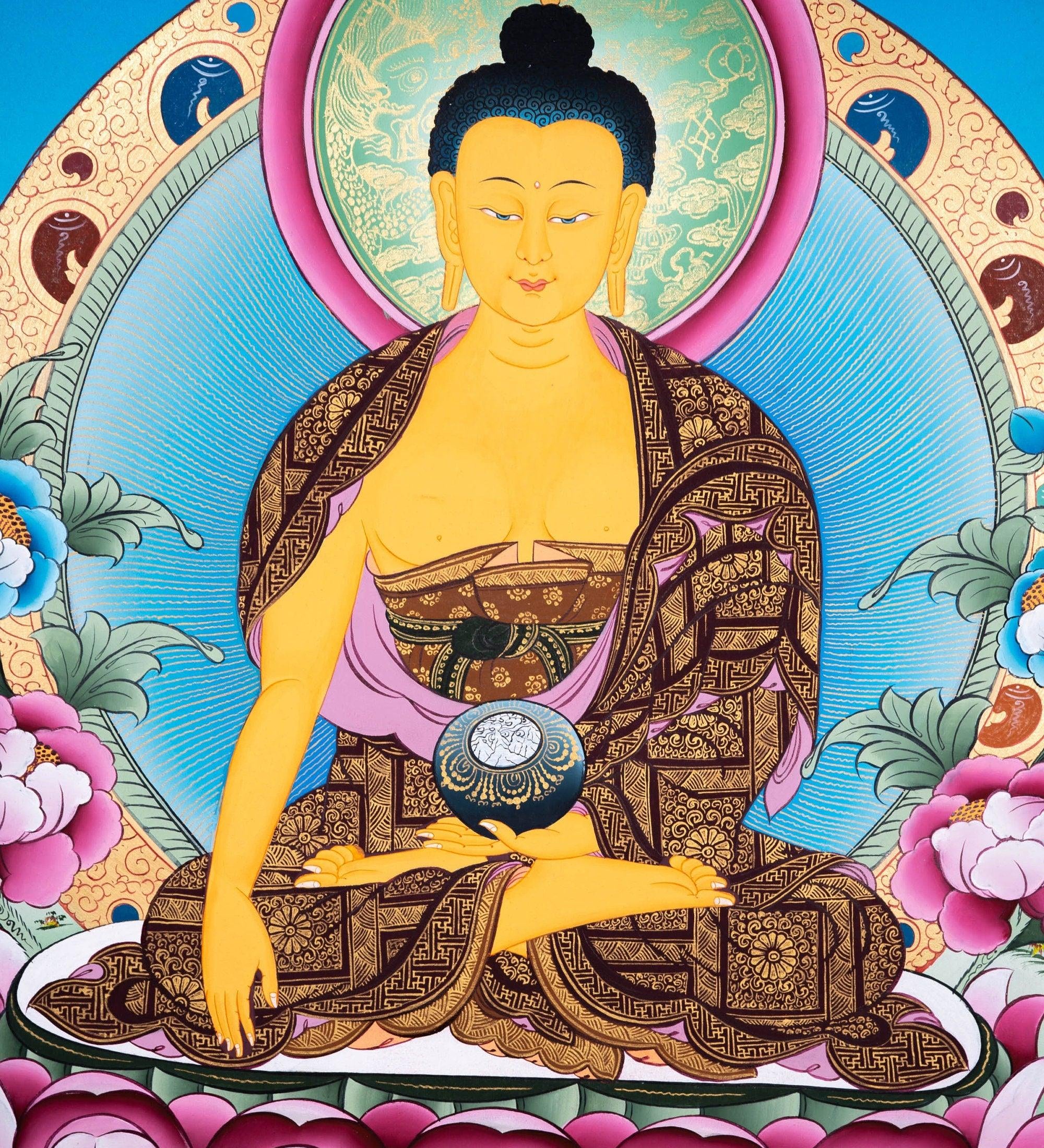 Tibetan Thangka Painting of Shakyamuni Buddha