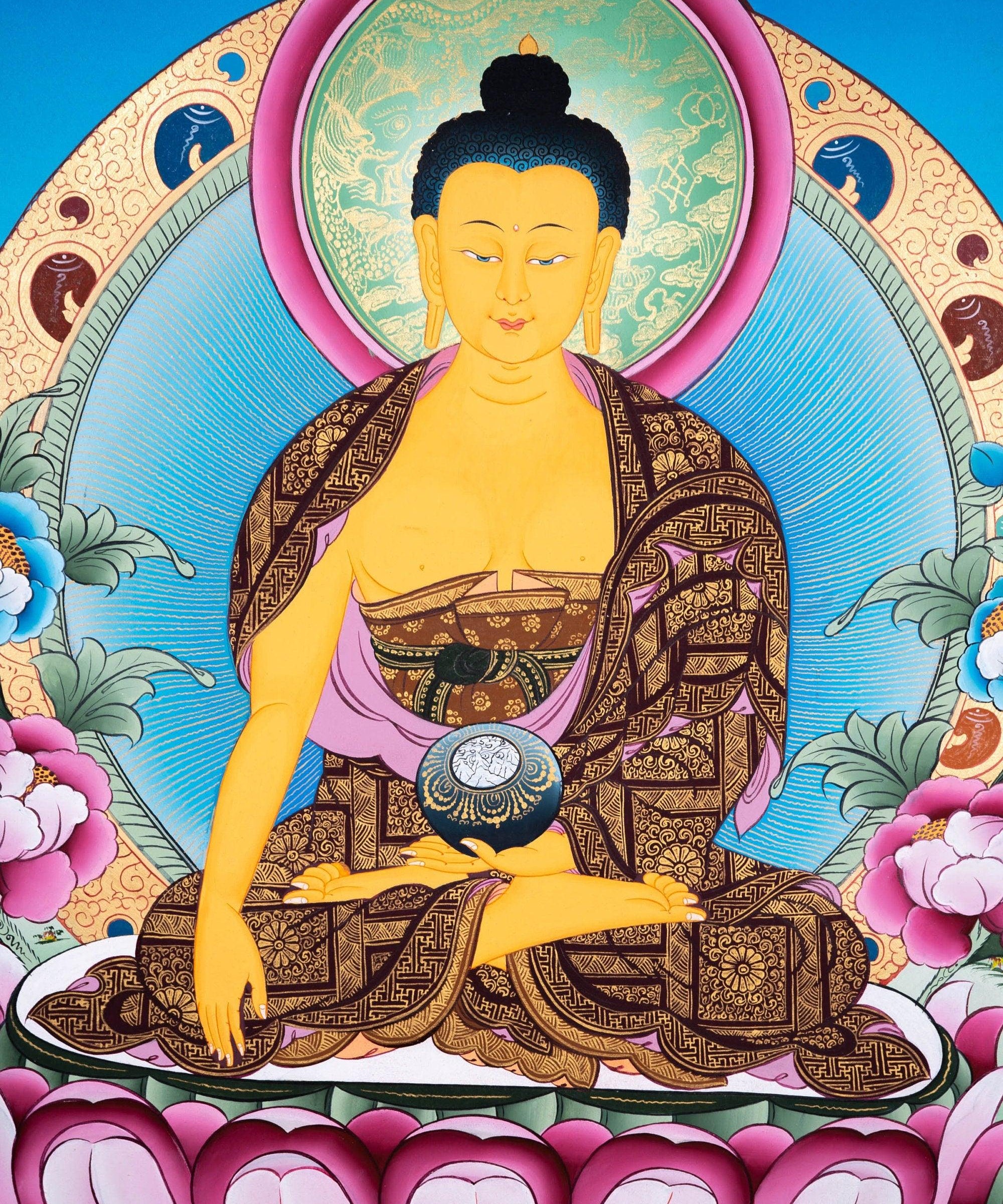 Tibetan Thangka Painting of Shakyamuni Buddha