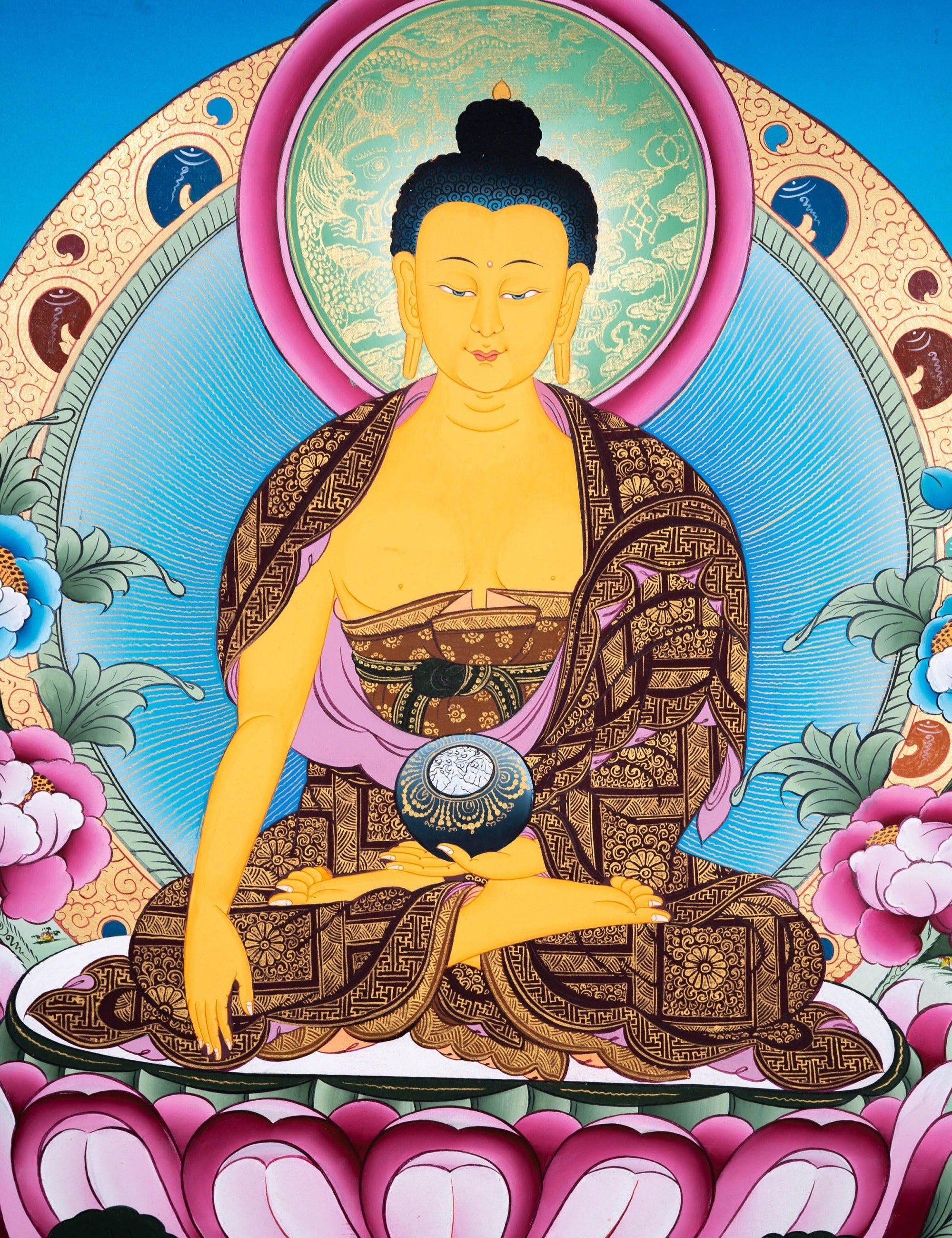 Tibetan Thangka Painting of Shakyamuni Buddha