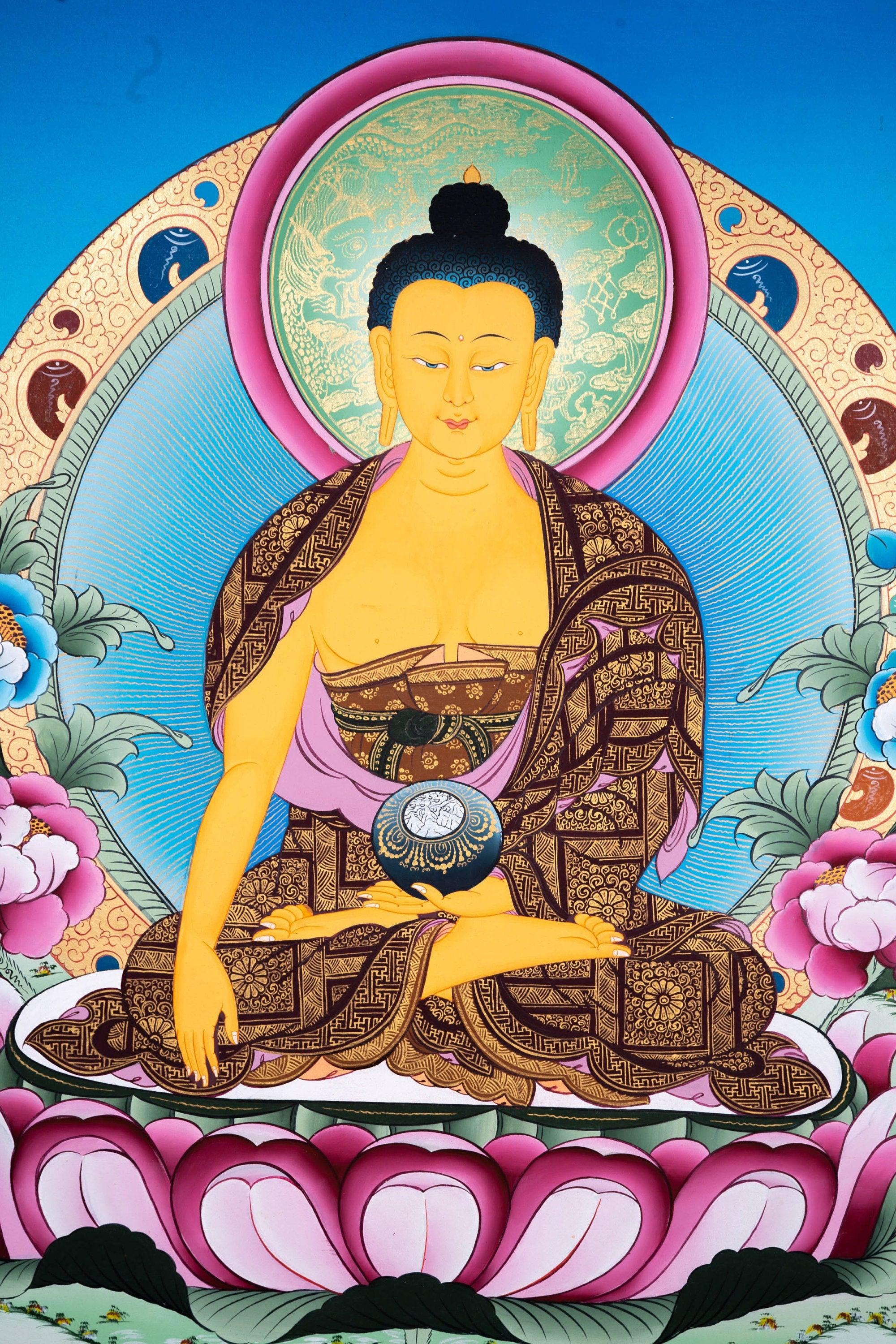 Tibetan Thangka Painting of Shakyamuni Buddha