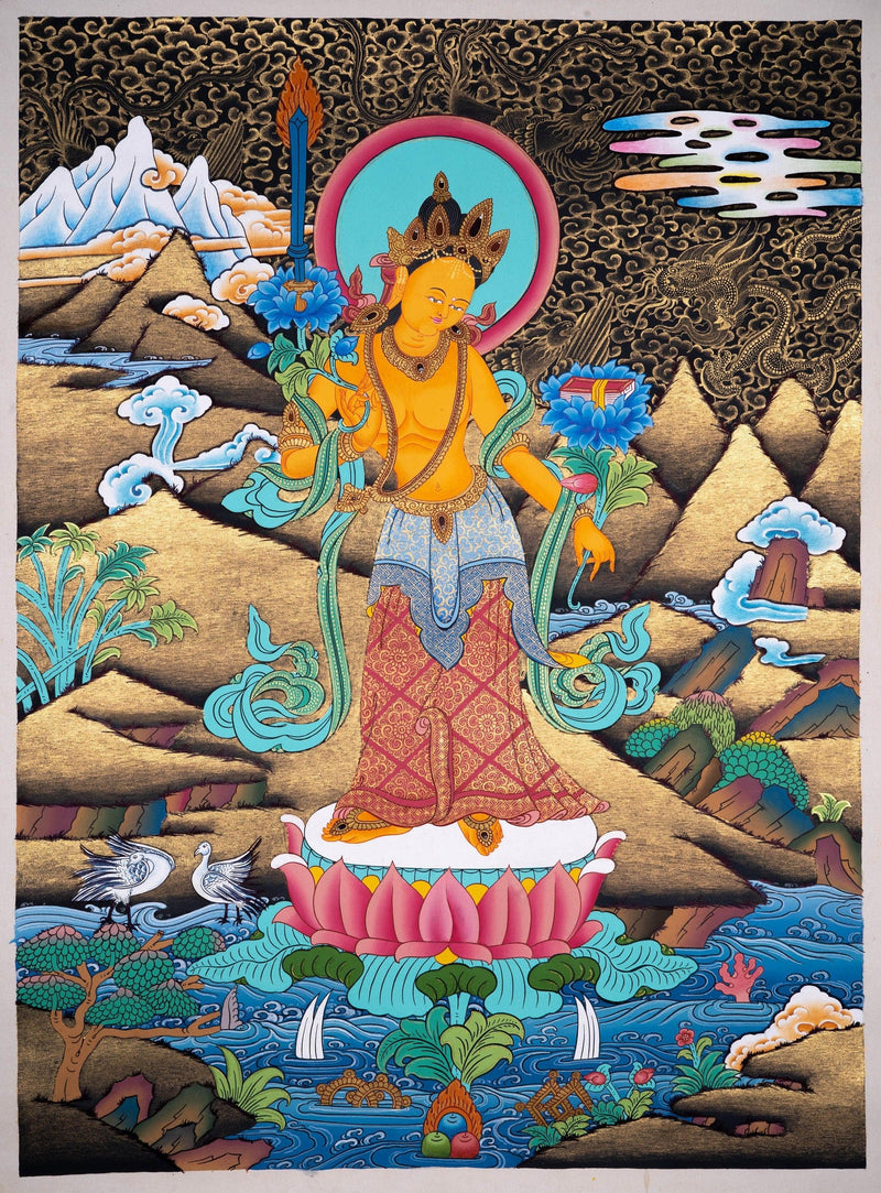 Fine Quality Manjushri Thangka For home decor and and Wall hanging 