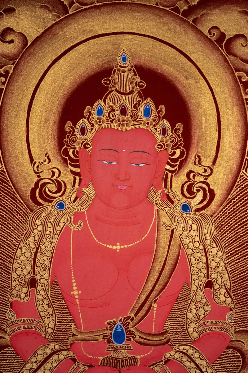 Long Life Amitabha Buddha Thangka - Himalayas Shop