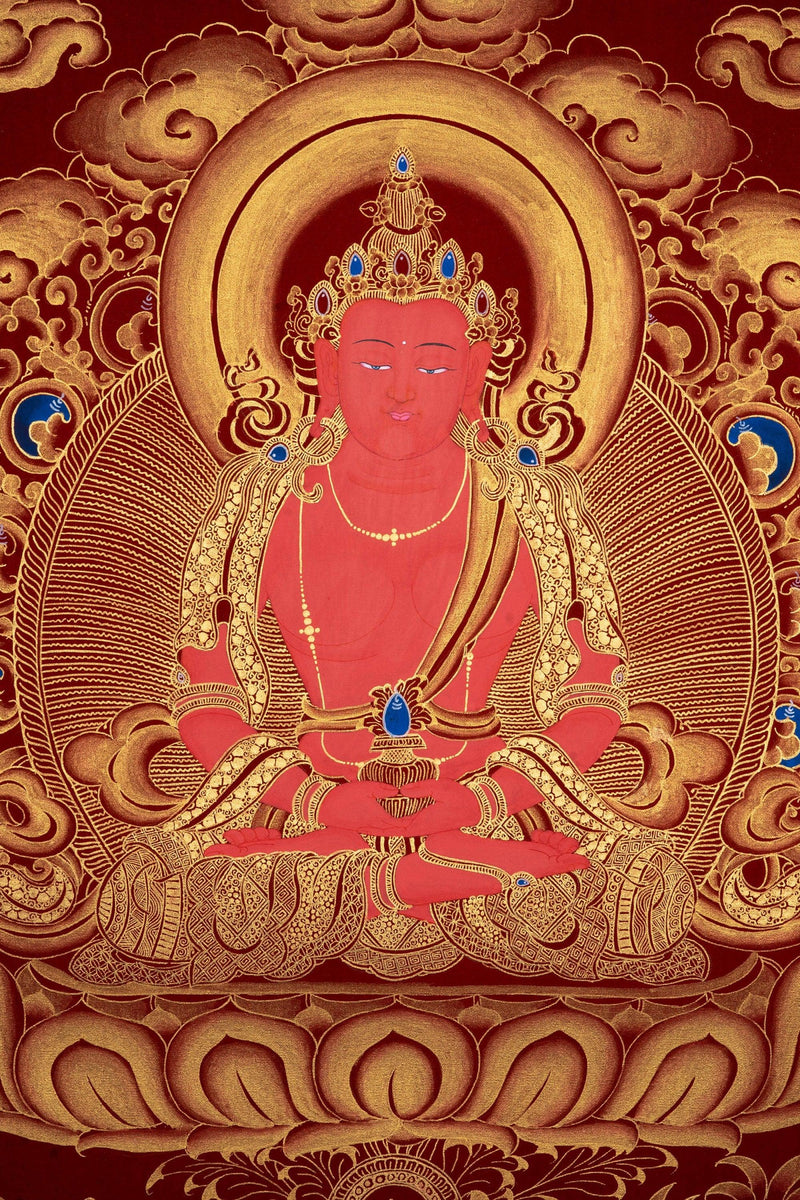 Long Life Amitabha Buddha Thangka - Himalayas Shop