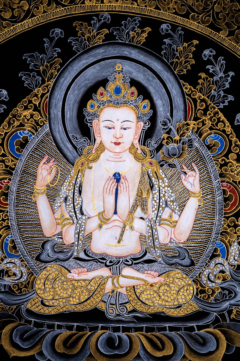 Chenrezig Thangka Painting from Nepal