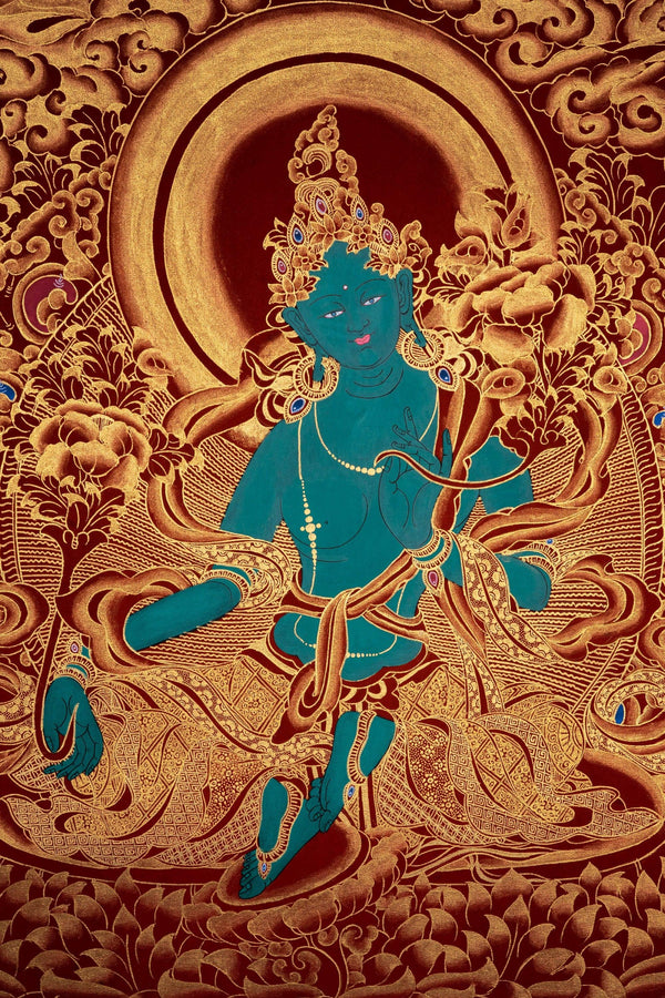 Green Tara Thangka for Decoration - Himalayas Shop