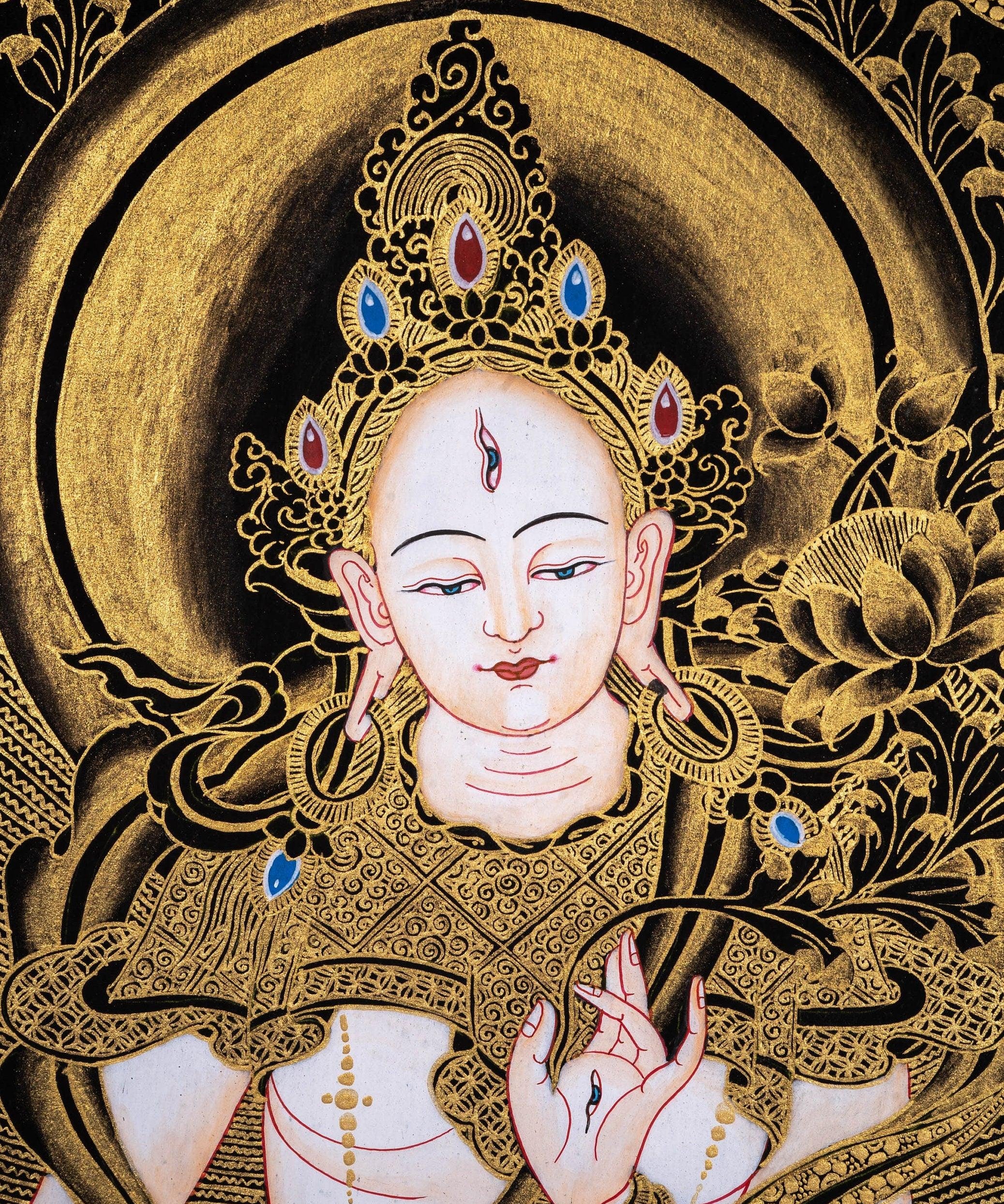 White Tara Thangka Painting Art from Nepal - Himalayas Shop