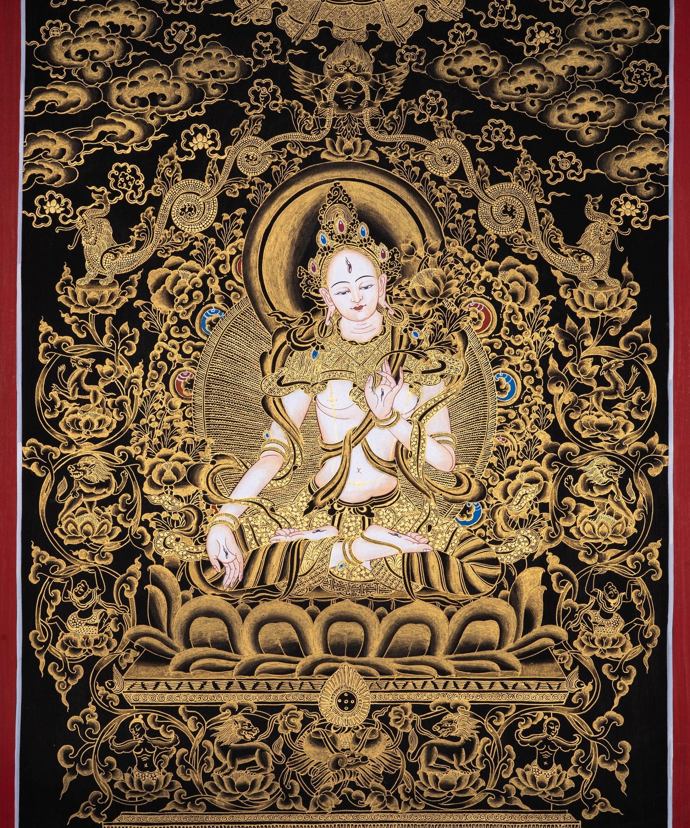 White Tara Thangka Painting Art from Nepal - Himalayas Shop