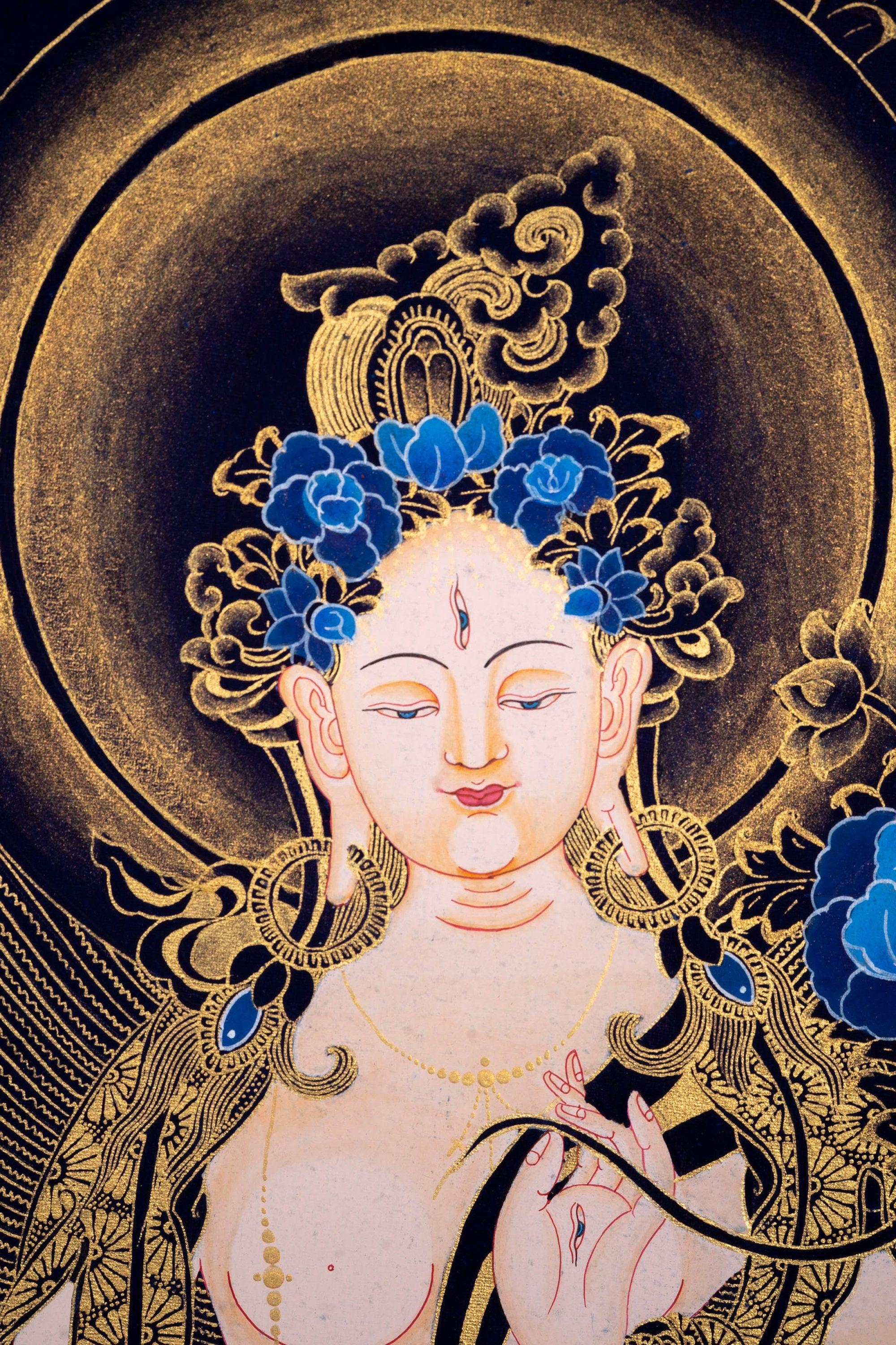 White Tara Thangka Painting Art from Nepal - Himalayas Shop