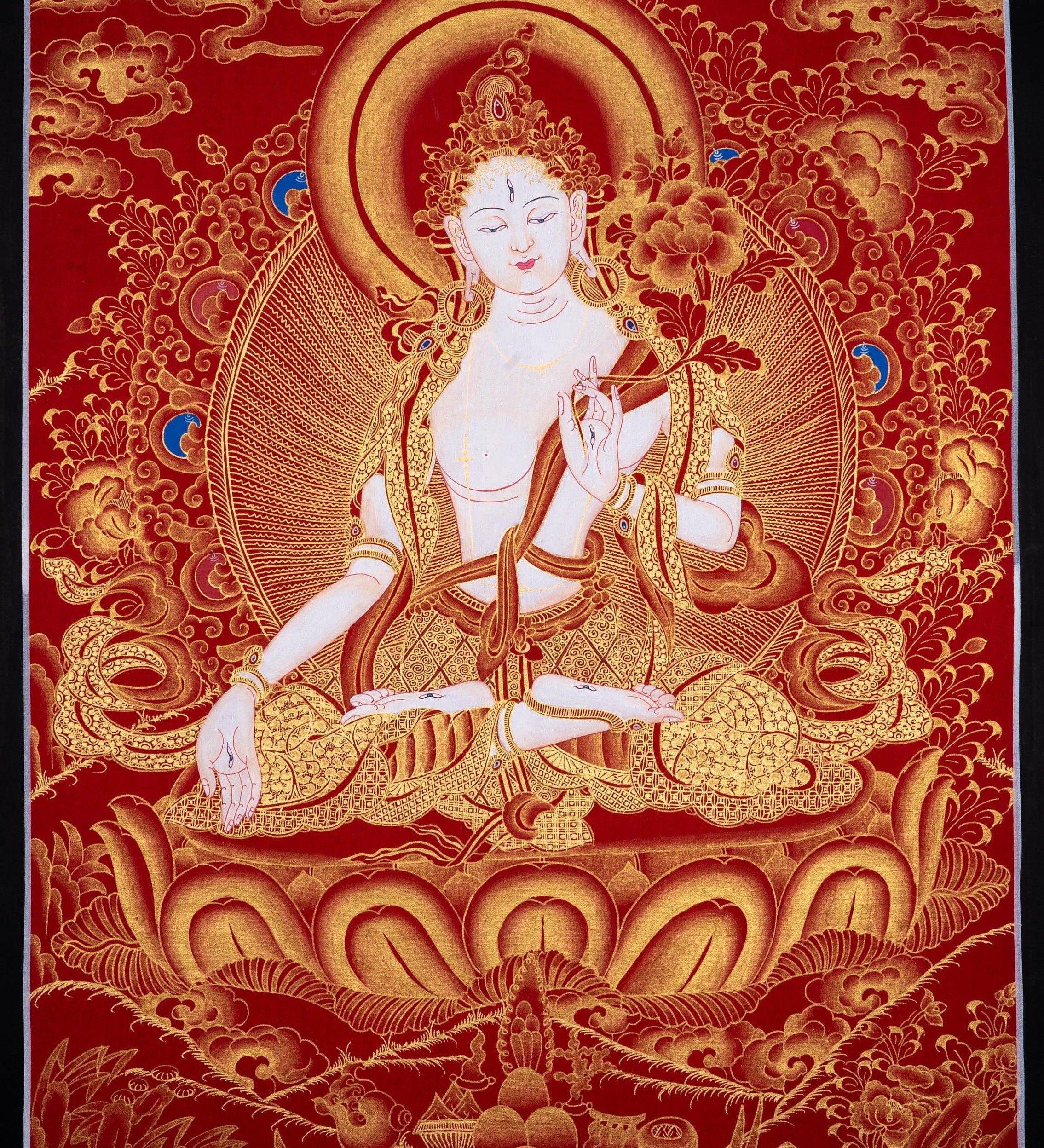 White Tara Thangka Painting Art from Nepal - Himalayas Shop