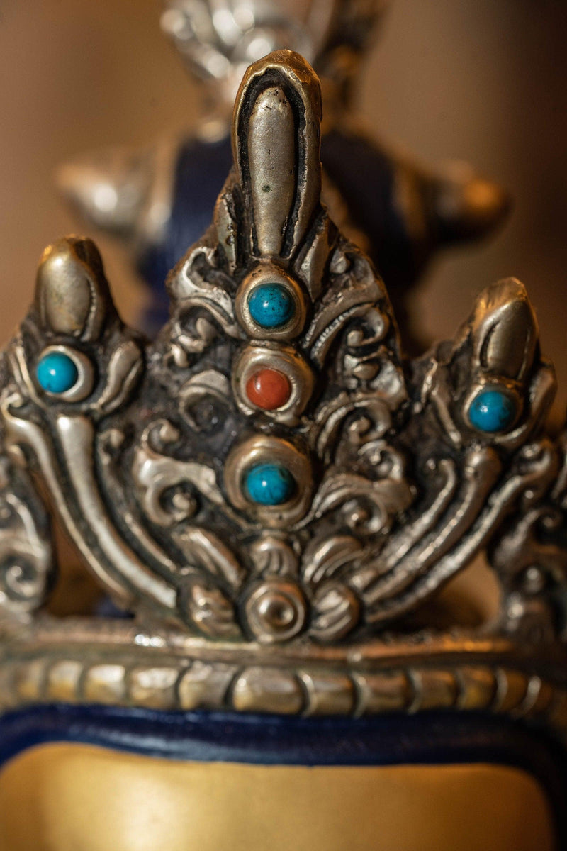 Chenrezig Silver Plated Oxidized Statue - Himalayas Shop