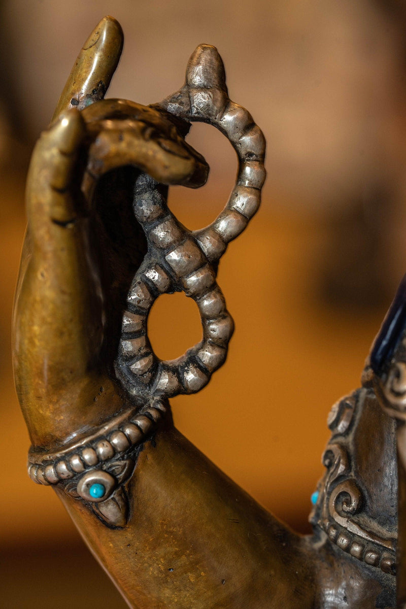 Chenrezig Silver Plated Oxidized Statue - Himalayas Shop