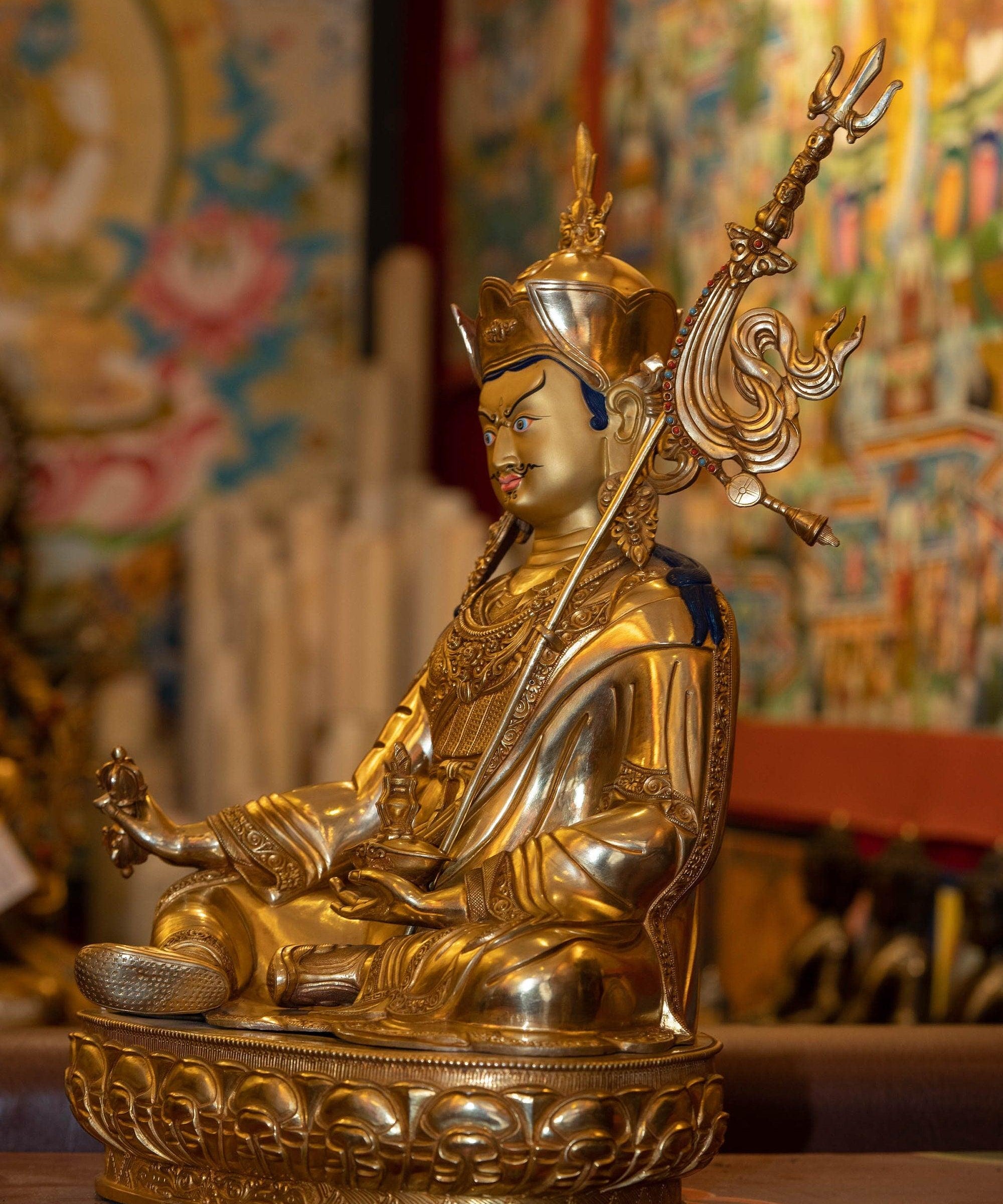 Gold Plated Handmade Guru Padmasambhava Statue - Himalayas Shop