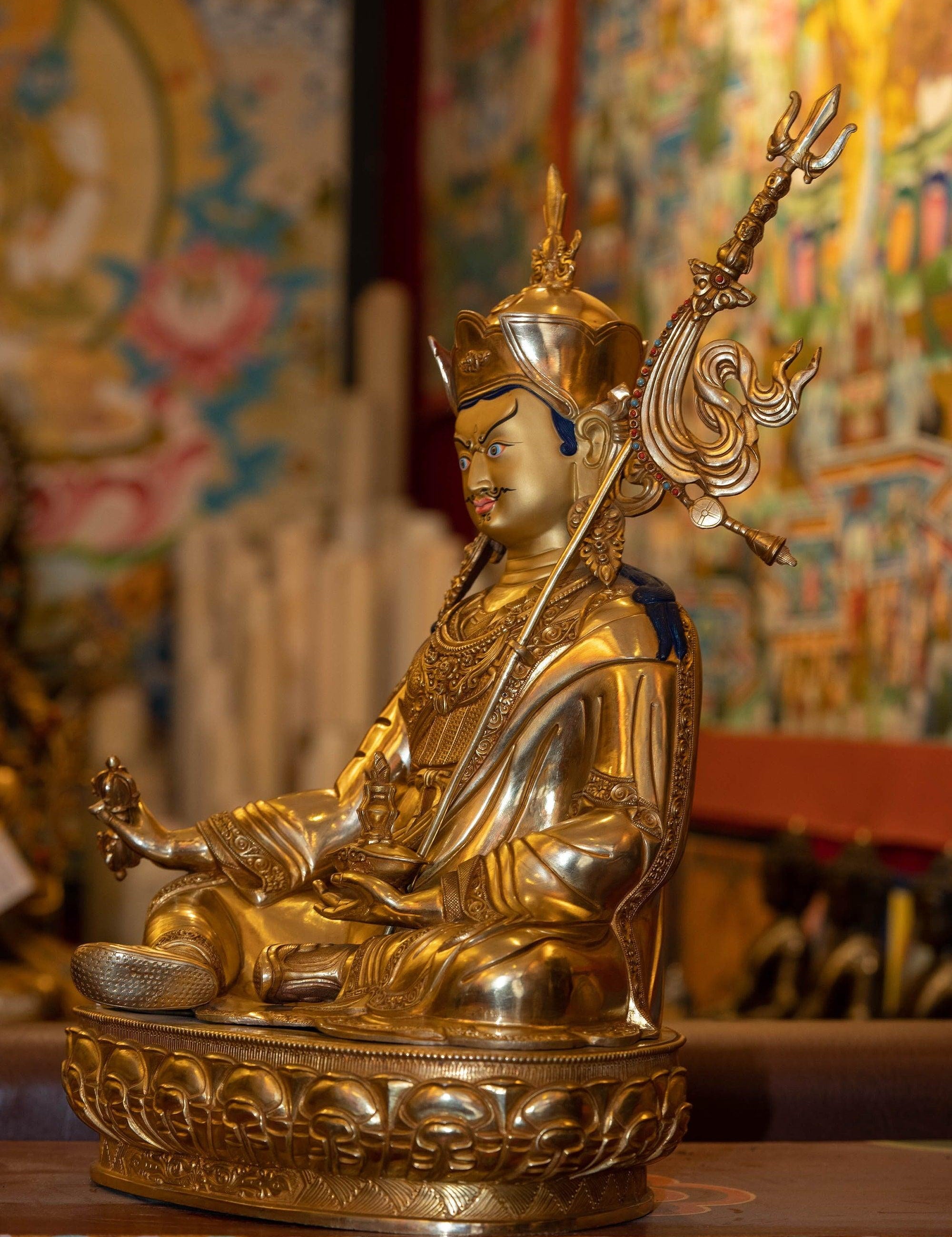 Gold Plated Handmade Guru Padmasambhava Statue - Himalayas Shop