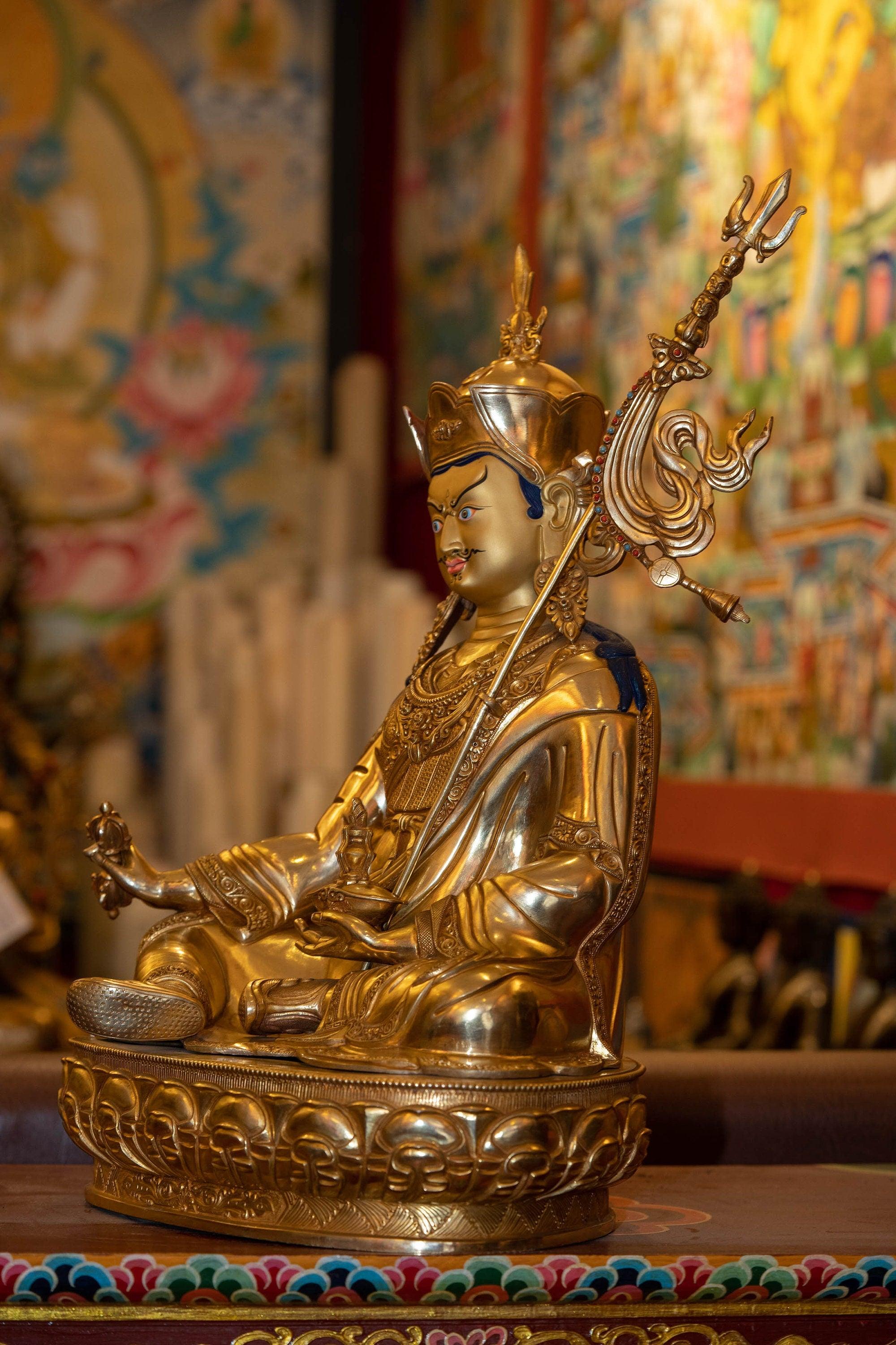 Gold Plated Handmade Guru Padmasambhava Statue - Himalayas Shop