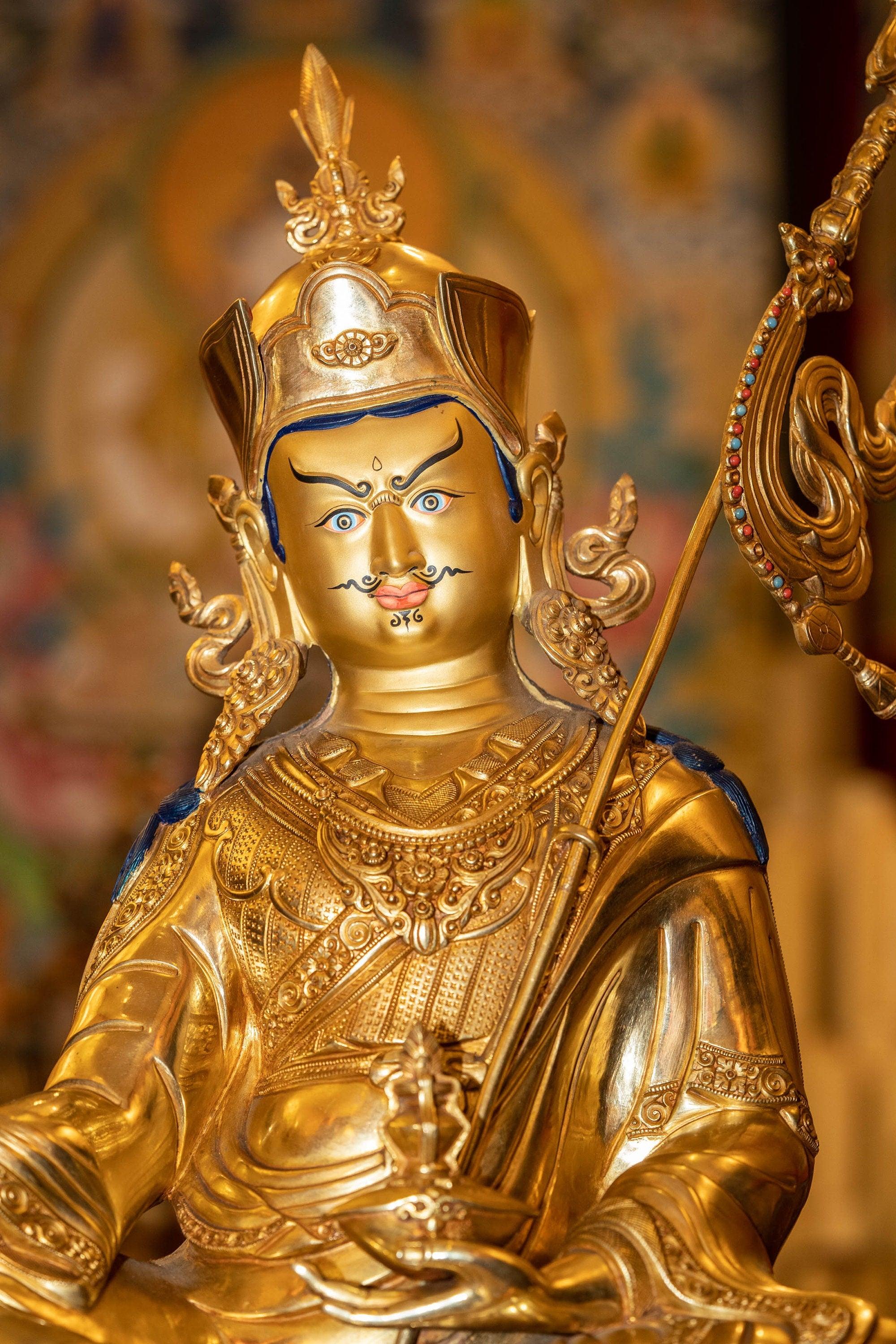 Gold Plated Handmade Guru Padmasambhava Statue - Himalayas Shop
