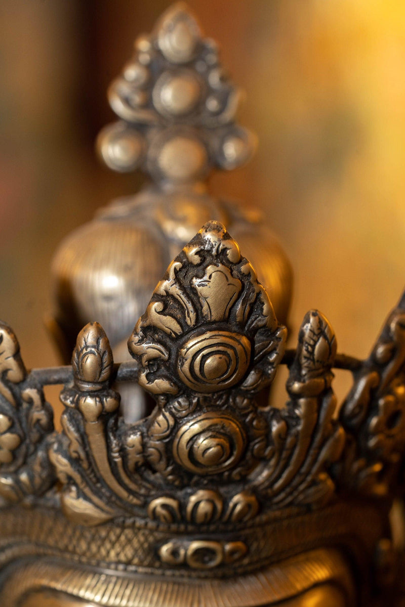 Bronze Manjushri Standing statue handmade in Nepal with detail art work.