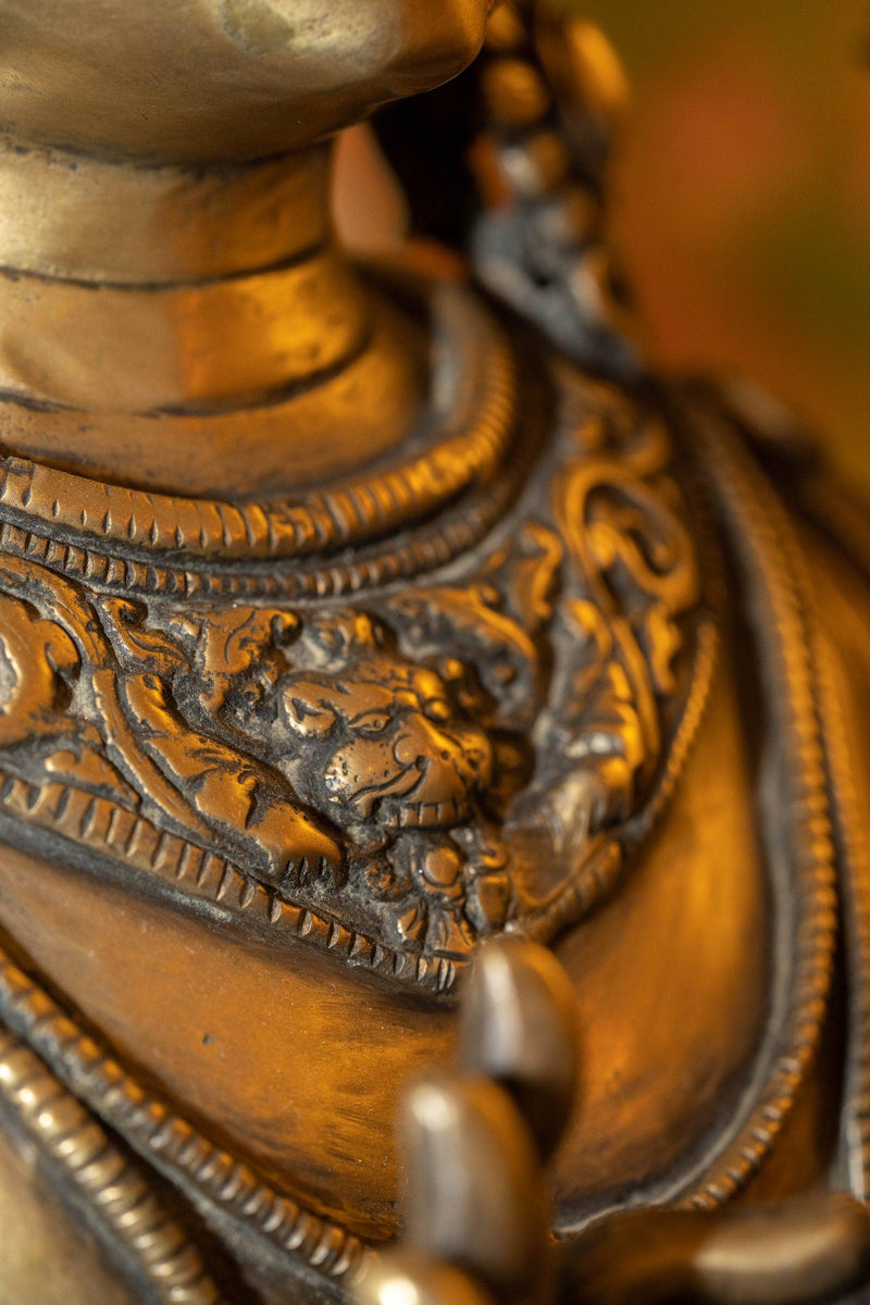 Bronze Manjushri Standing statue handmade in Nepal with detail art work.