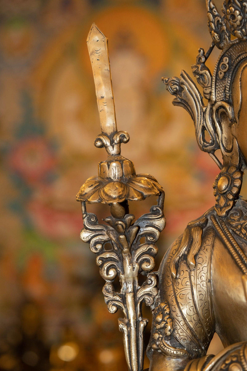 Handcrafted Bronze Manjushri Statue - Himalayas Shop