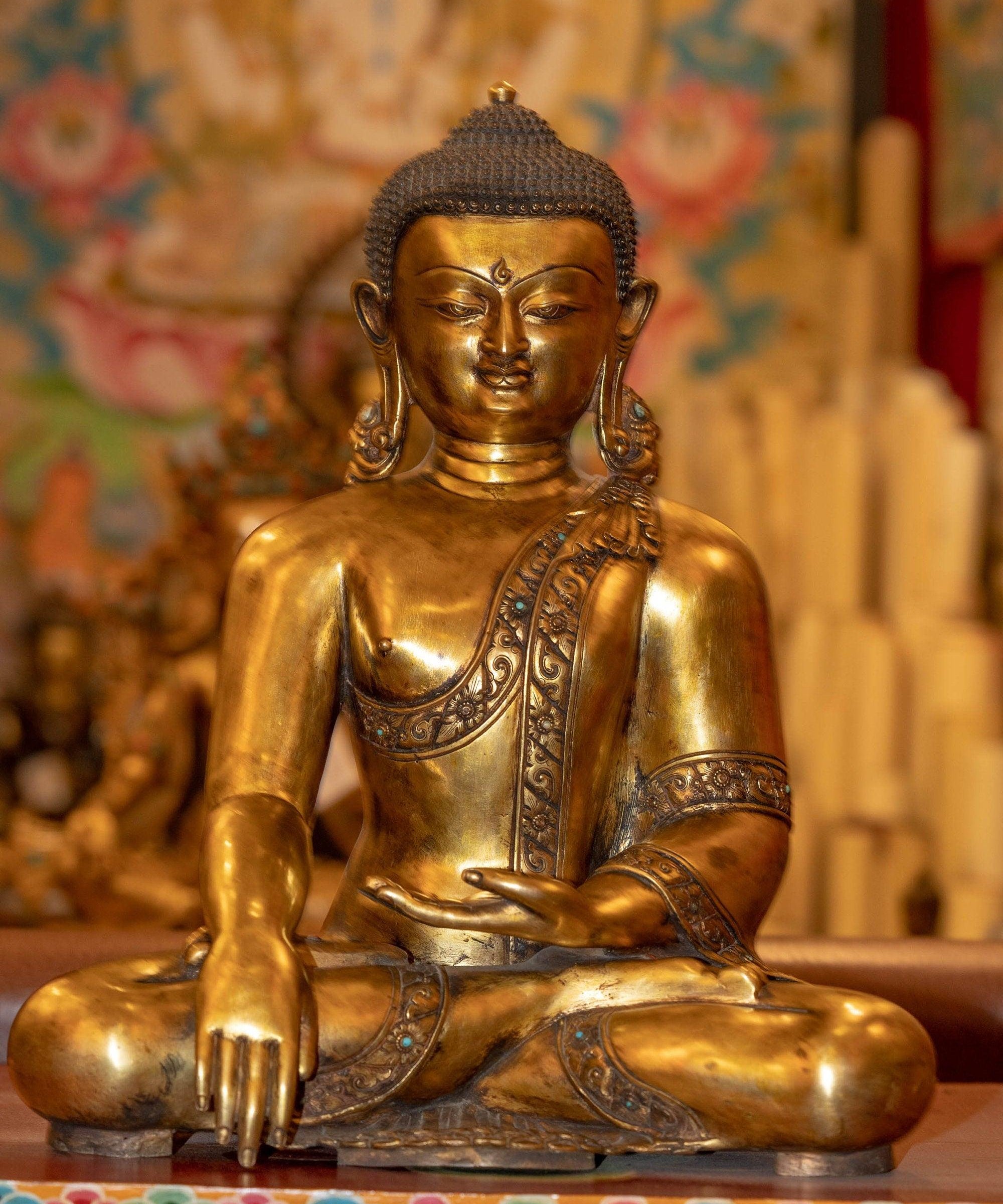Gold Plated Shakyamuni Buddha Statue - Himalayas Shop