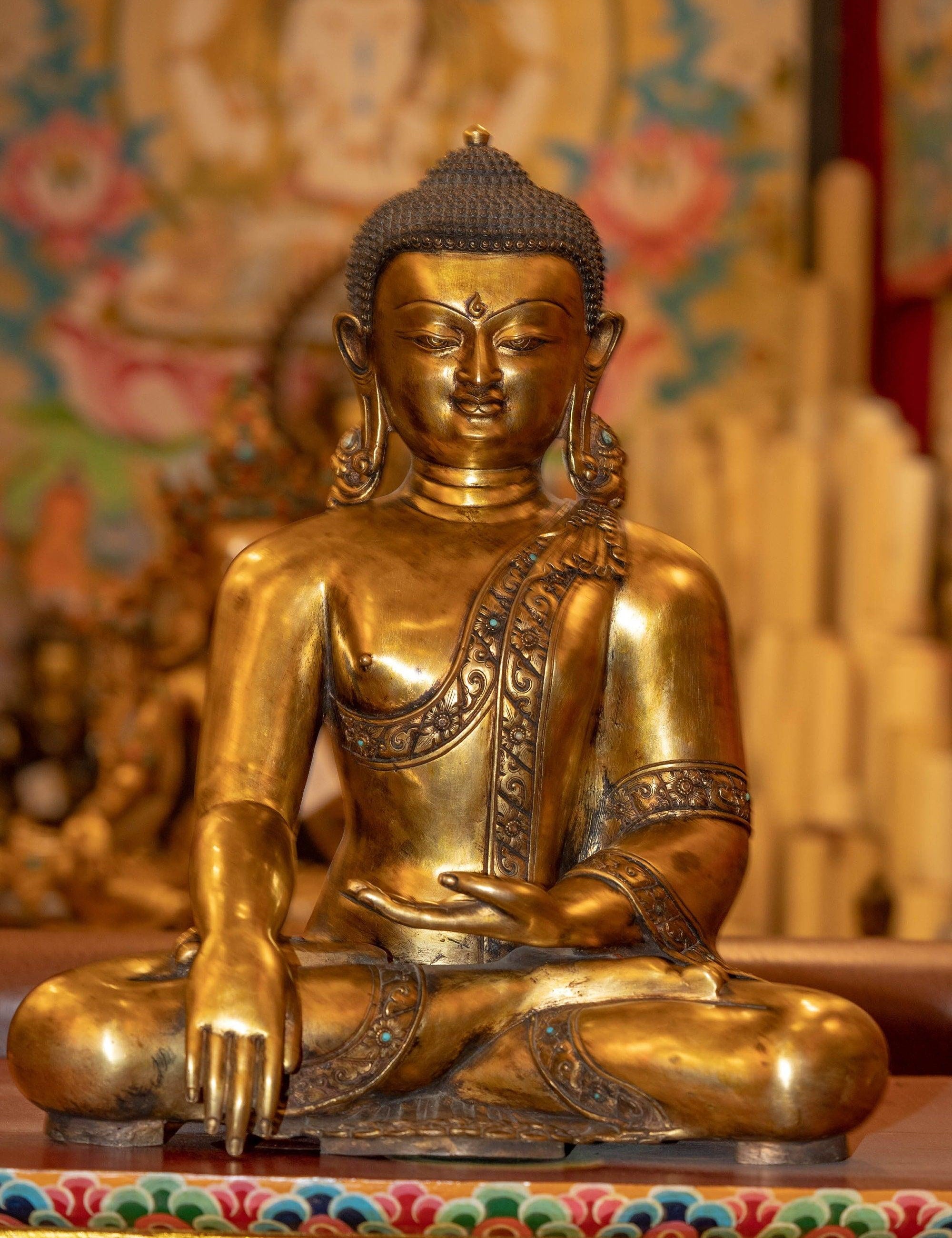 Gold Plated Shakyamuni Buddha Statue - Himalayas Shop