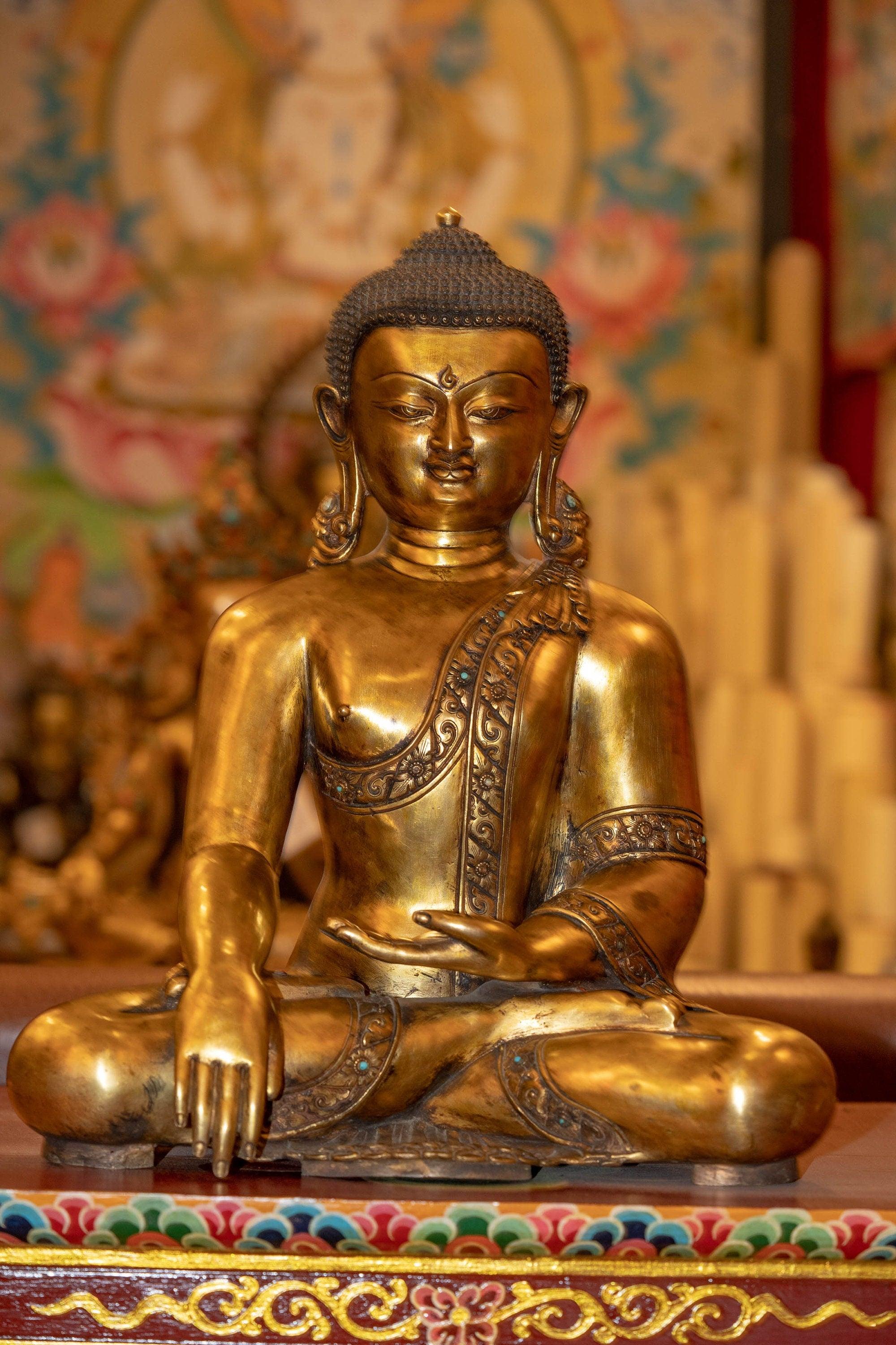 Gold Plated Shakyamuni Buddha Statue - Himalayas Shop