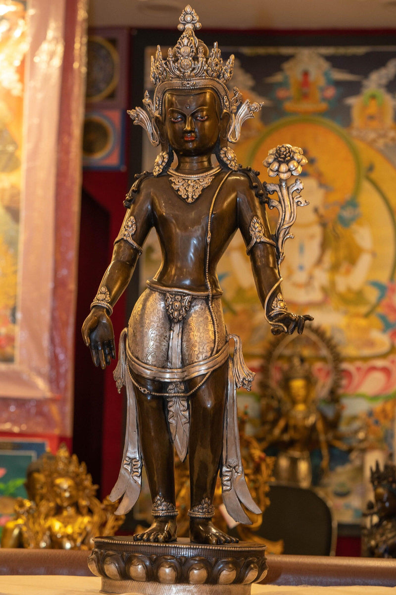Padmapani Lokeshwor metal copper and silver statue handcrafted 