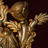 Green tara pure gold statue with coral and turquoise handmade statue 